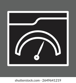 SEO speedometer folder icon representing site speed, performance or SEO audit tool with transparent background