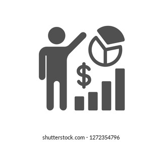 Seo statistics icon. Search engine optimization sign. Analytics chart symbol. Quality design element. Classic style icon. Vector