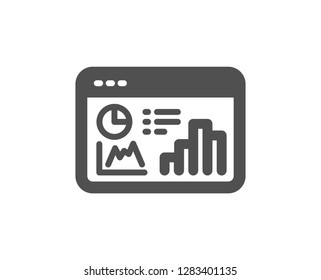 Seo statistics icon. Search engine optimization sign. Analytics chart symbol. Quality design element. Classic style icon. Vector
