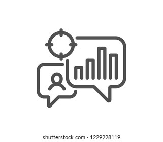Seo statistics line icon. Search engine optimization sign. Analytics chart symbol. Quality design flat app element. Editable stroke Seo statistics icon. Vector
