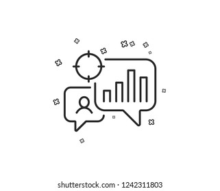 Seo statistics line icon. Search engine optimization sign. Analytics chart symbol. Geometric shapes. Random cross elements. Linear Seo statistics icon design. Vector