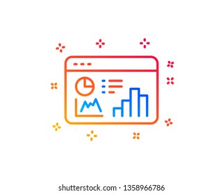Seo statistics line icon. Search engine optimization sign. Analytics chart symbol. Gradient design elements. Linear seo statistics icon. Random shapes. Vector