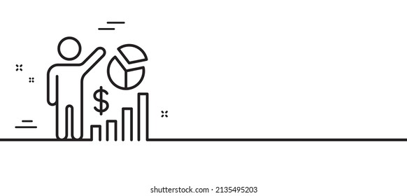 Seo statistics line icon. Search engine optimization sign. Analytics chart symbol. Minimal line illustration background. Seo statistics line icon pattern banner. White web template concept. Vector