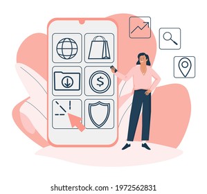 SEO strategy abstract concept vector illustration. Mobile media optimization, local search, boost in traffic, search engine targeting, business digital promotion, visitor growth abstract metaphor.