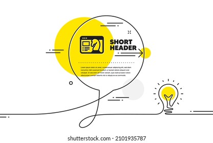 Seo strategy icon. Continuous line idea chat bubble banner. Search engine optimization sign. Analytics chess symbol. Seo strategy icon in chat message. Talk comment light bulb background. Vector