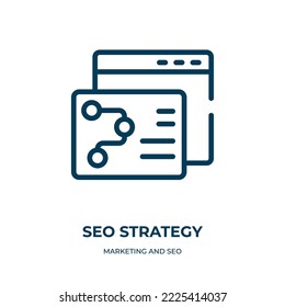 Seo Strategy Symbol. Lineare Vektorgrafik aus Marketing und Seo-Sammlung. Umriss seo Strategie Symbol Vektorgrafik. Dünnliniensymbol für Web- und mobile Apps, Logo, Printmedien.