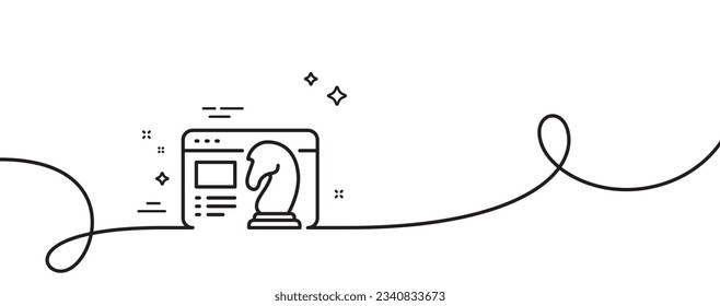 Seo strategy line icon. Continuous one line with curl. Search engine optimization sign. Analytics chess symbol. Seo strategy single outline ribbon. Loop curve pattern. Vector