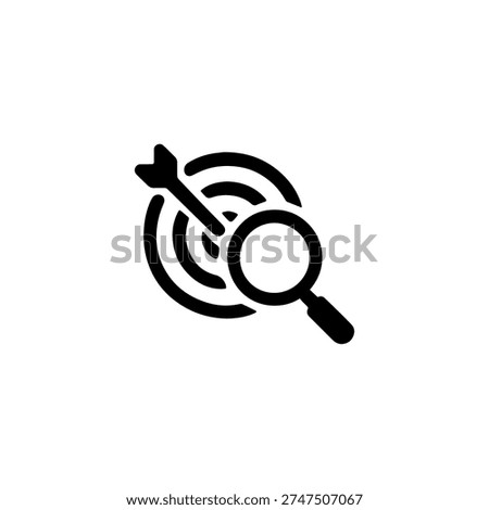 SEO strategy silhouette icon for targeted keywords, search engine optimization, and marketing UI.
