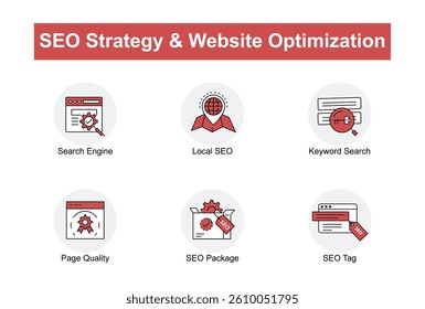 SEO Strategy and Website Optimization – Enhancing Search Visibility for Websites Icons with Editable Stroke