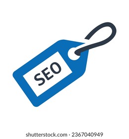 Etiqueta SEO Icono azul plano Isolación sobre vectores de fondo blanco Ilustración | Iconos de Seo