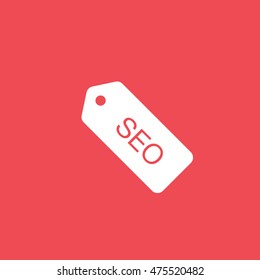 SEO Tag Flat Icon On Red Background