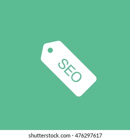 SEO Tag Flat Icon On Green Background