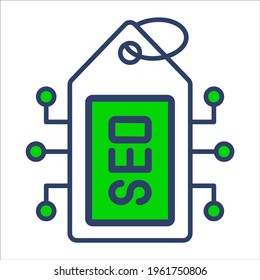 SEO tag flat line icon modern illustration