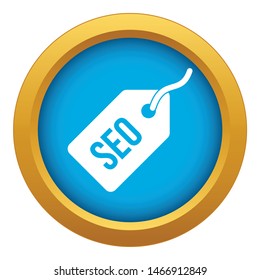 Seo tag icon blue vector isolated on white background for any design