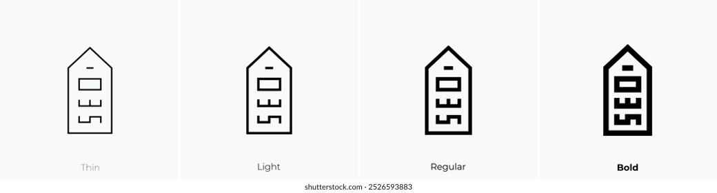 Icono de etiqueta SEO. Diseño de estilo delgado, ligero, regular y audaz aislado sobre fondo blanco