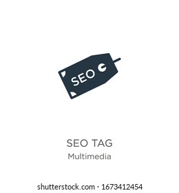Seo tag icon vector. Trendy flat seo tag icon from multimedia collection isolated on white background. Vector illustration can be used for web and mobile graphic design, logo, eps10