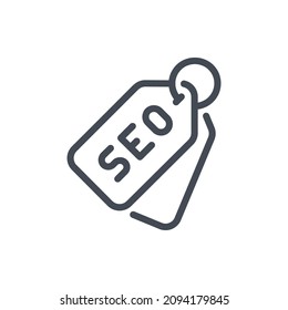 SEO tag label line icon. Offer for customers vector outline sign.