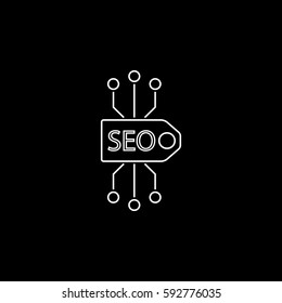 Seo tag line icon, seo & development, marketing sign, a linear pattern on a black background, eps 10.