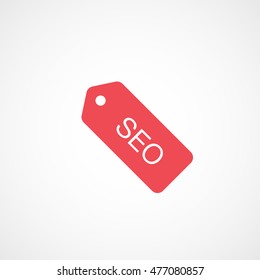 SEO Tag Red Flat Icon On White Background