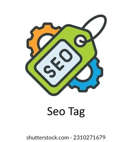 Ilustración de diseño de iconos de contorno de vectores de etiqueta de seo. Símbolo de interfaz de usuario en fondo blanco archivo EPS 10