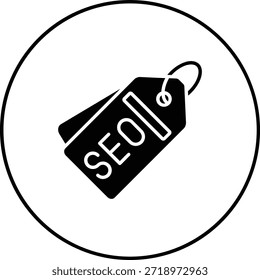 Icono de Vector de etiqueta Seo. Se puede utilizar para aplicaciones de impresión, móviles y de Web.