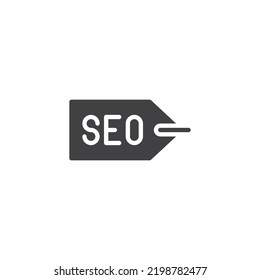 SEO tag vector icon. filled flat sign for mobile concept and web design. Search engine optimization tag glyph icon. Symbol, logo illustration. Vector graphics