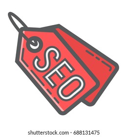 Seo tags filled outline icon, seo and development, sign vector graphics, a colorful line pattern on a white background, eps 10.