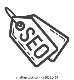 Seo tags line icon, seo and development, sign vector graphics, a linear pattern on a white background, eps 10.