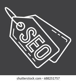 Seo tags line icon, seo and development, sign vector graphics, a linear pattern on a black background, eps 10.