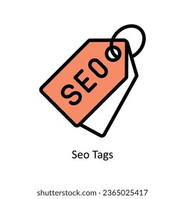 Seo Tags vector Fill outline icon illustration. EPS 10 File.