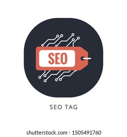 SEO tags vector icon, tagline symbol. Modern, simple flat vector illustration for web site or mobile app