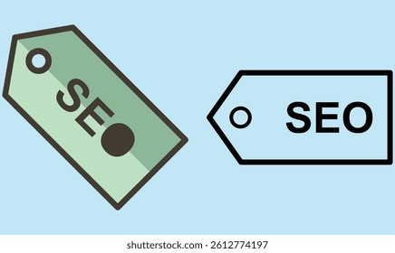 SEO tags vector icon, tagline symbol. Modern, simple flat vector illustration for web site or mobile app.Various colors seo icon set.