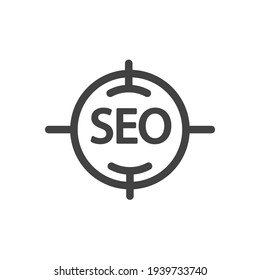 SEO target icon flat vector graphic in white  background.