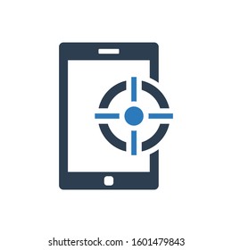 seo target icon with mobile display vector symbol
