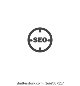SEO target icon on white isolated background. 