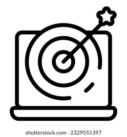 Seo target icon outline vector. Market blog. Digital media