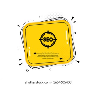 Setze das Symbol deiner Wahl ab. Angebotsblase. Optimierungszeichen für Suchmaschinen. Zielsymbol. Anführungszeichen. Klassisches Seo-Symbol. Vektorillustration