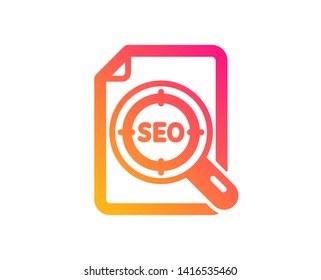 Seo target icon. Search engine optimization sign. File document symbol. Classic flat style. Gradient seo file icon. Vector