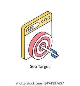 Icono de estilo isométrico Seo Target. Símbolo sobre fondo blanco EPS 10 Archivo