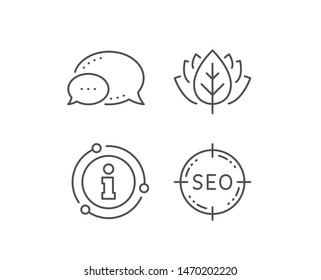 Seo target line icon. Chat bubble, info sign elements. Search engine optimization sign. Aim symbol. Linear seo outline icon. Information bubble. Vector