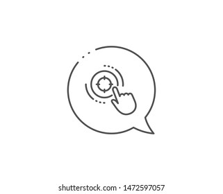 Seo target line icon. Chat bubble design. Search engine optimization sign. Click aim symbol. Outline concept. Thin line seo target icon. Vector