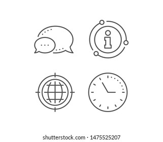 Seo target line icon. Chat bubble, info sign elements. Search engine optimization sign. Internet symbol. Linear seo internet outline icon. Information bubble. Vector
