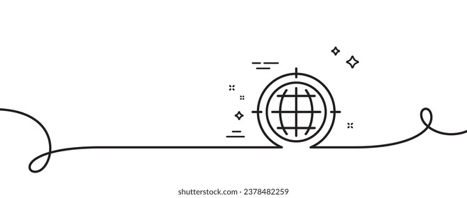 Seo target line icon. Continuous one line with curl. Search engine optimization sign. Internet symbol. Seo internet single outline ribbon. Loop curve pattern. Vector