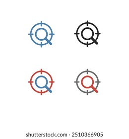Seo targeting icon set. Targetted search. Search engine optimization. Seo targeting magnifier seach icon