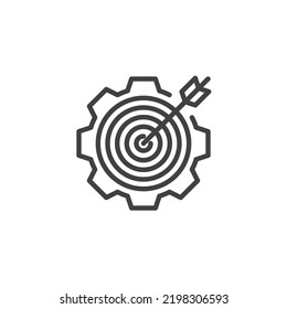 SEO targeting line icon. linear style sign for mobile concept and web design. Gear target outline vector icon. Symbol, logo illustration. Vector graphics