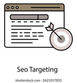 SEO Targeting Vector Icon Illustrating Digital Target Marketing, Online Growth Strategies, and SEO Improvements