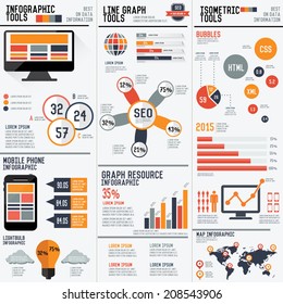 SEO and Technology info graphic design,clean vector