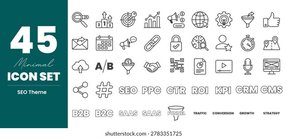 SEO theme icon vector set