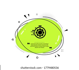 Seo timer icon. Quote speech bubble. Settings cogwheel sign. Traffic management symbol. Quotation marks. Classic seo timer icon. Vector