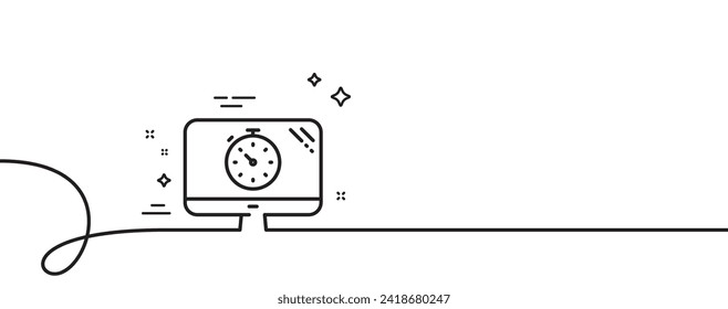 Seo timer line icon. Continuous one line with curl. Search engine optimization sign. Analytics symbol. Seo timer single outline ribbon. Loop curve pattern. Vector